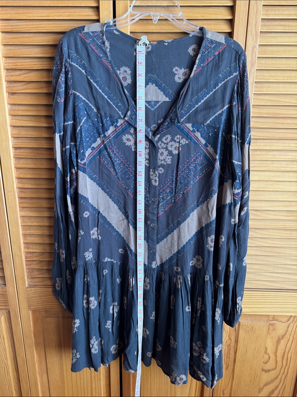 FREE PEOPLE Boho Floral Button-Front Midi Dress Dark Brown - Picture 10 of 12